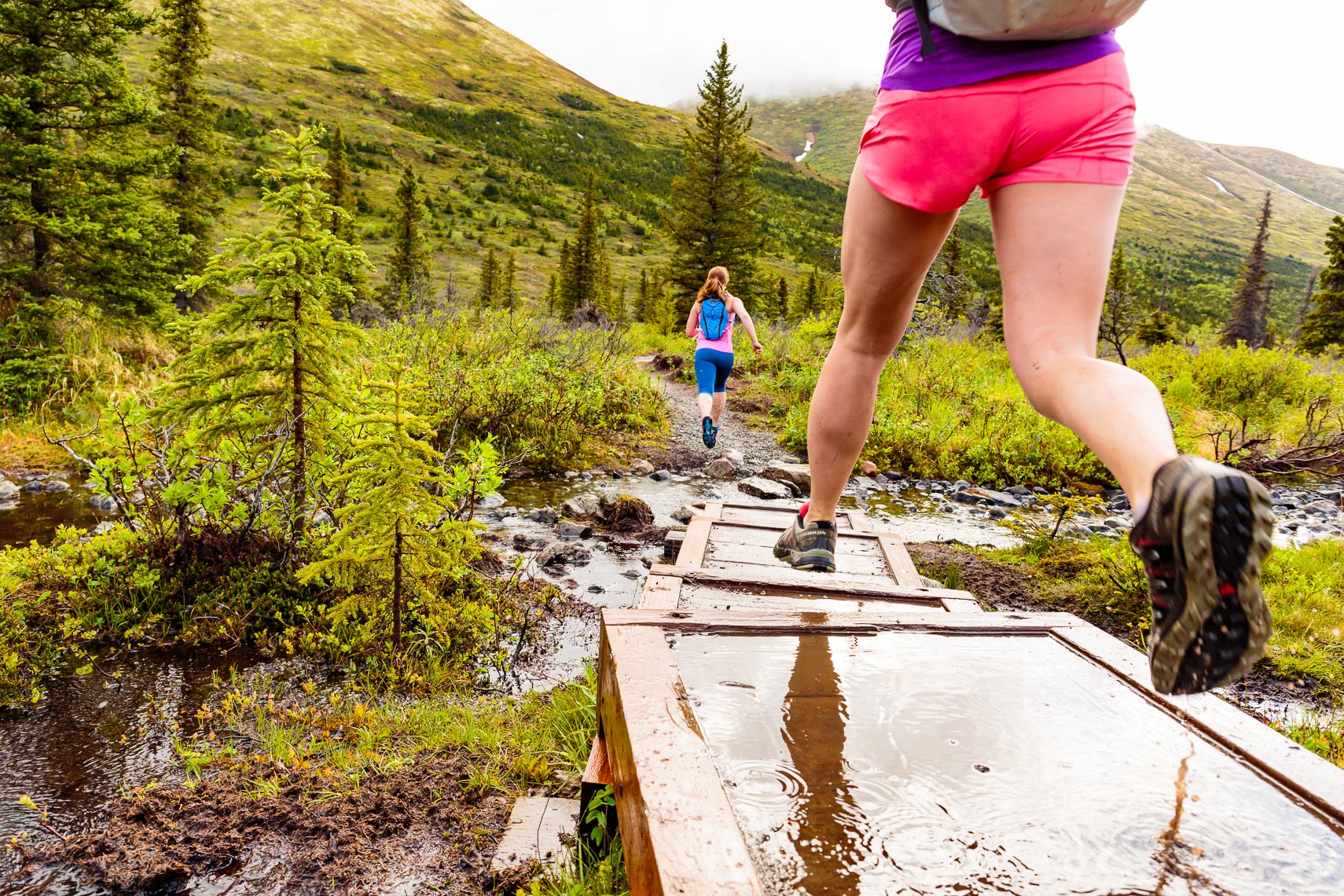 Alaska Trail Run Wet Boardwalk | Michael DeYoung