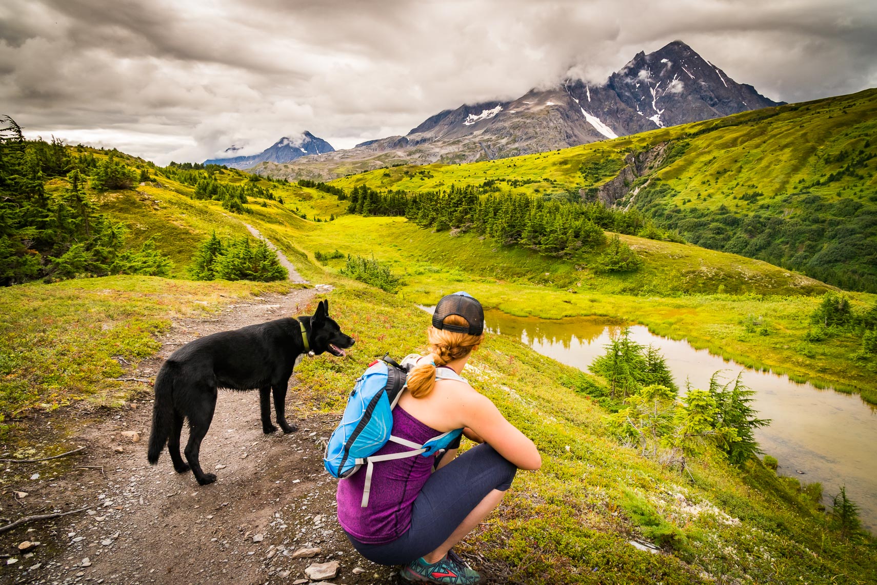 Alaska Hiking Trail with Dog | Michael DeYoung Photography