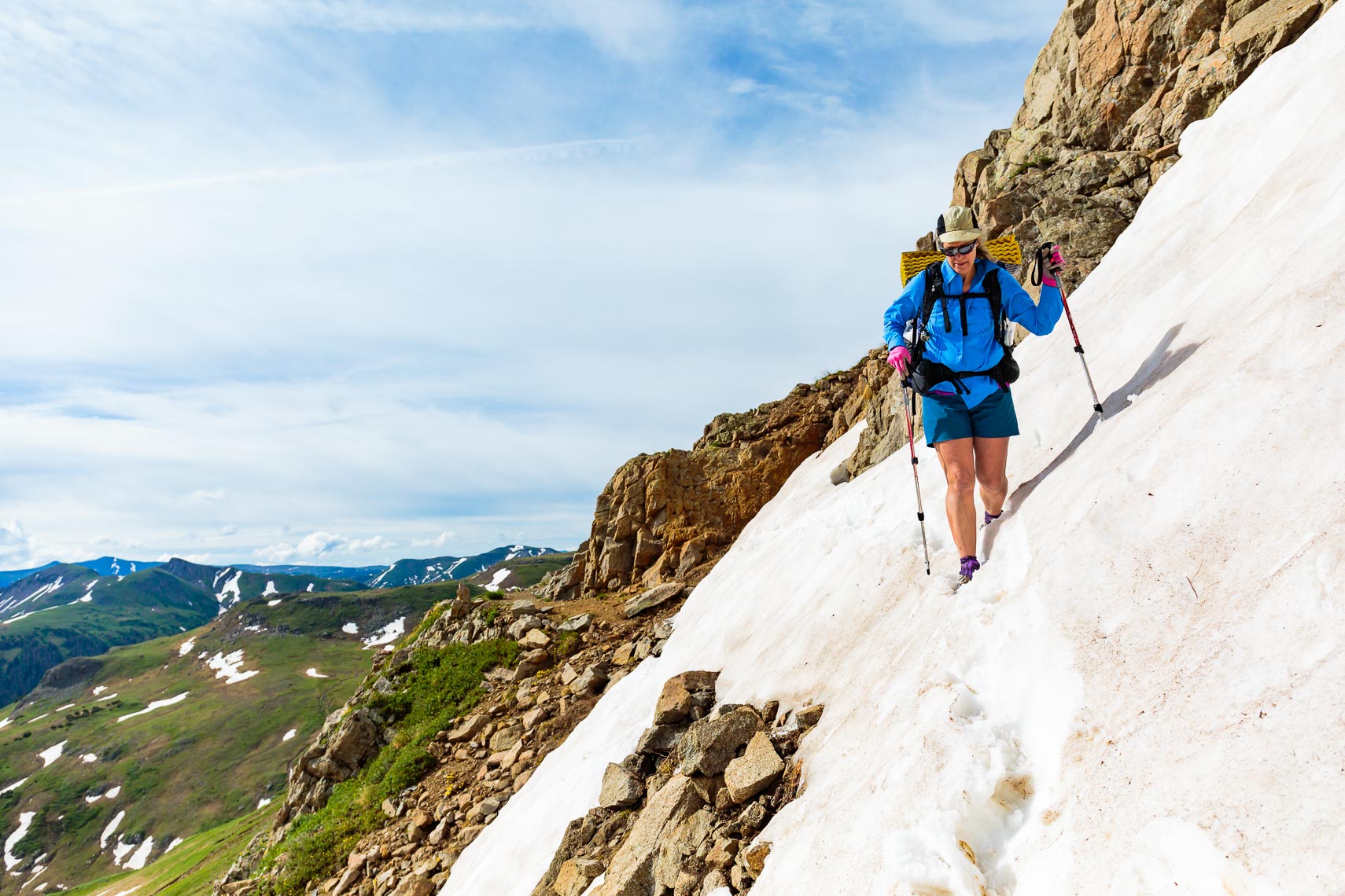 Snowy Trail Crossing Adventure Hiker | Michael DeYoung