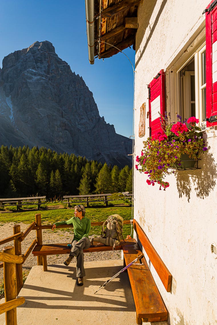 Hiker At Citta di Fiume Hut Dolomites | Michael DeYoung