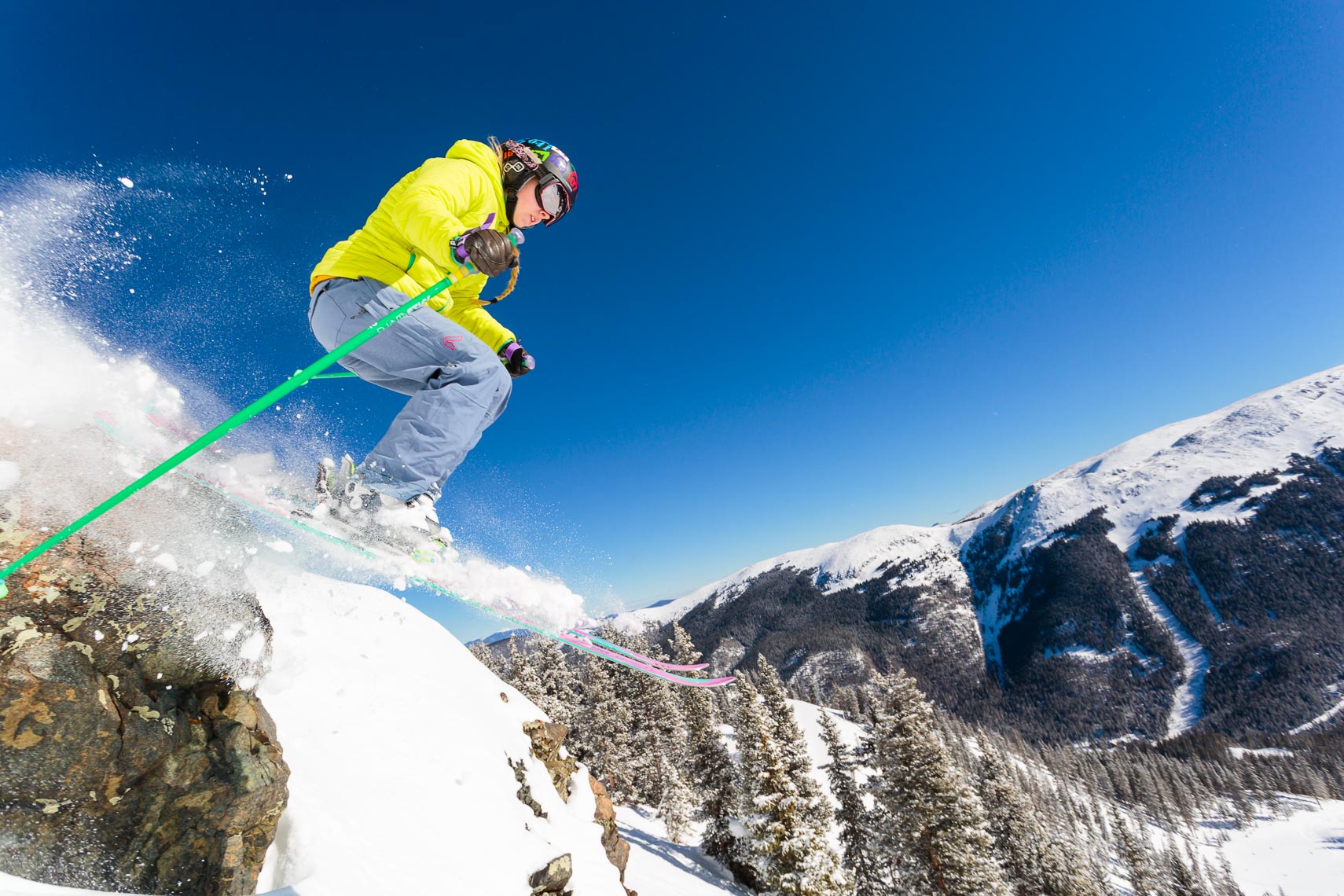 Taos Ski Valley Skier Skis Off Rock Ledge | Michael DeYoung