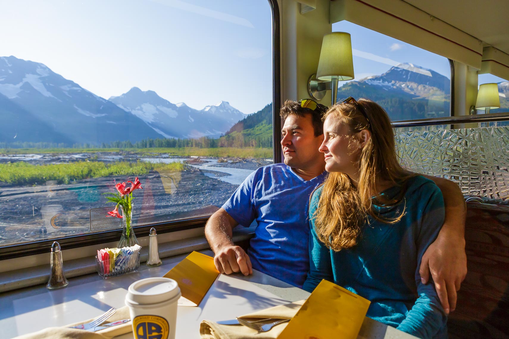 Couple in Alaska Railroad Dining Cart | Michael Deyoung