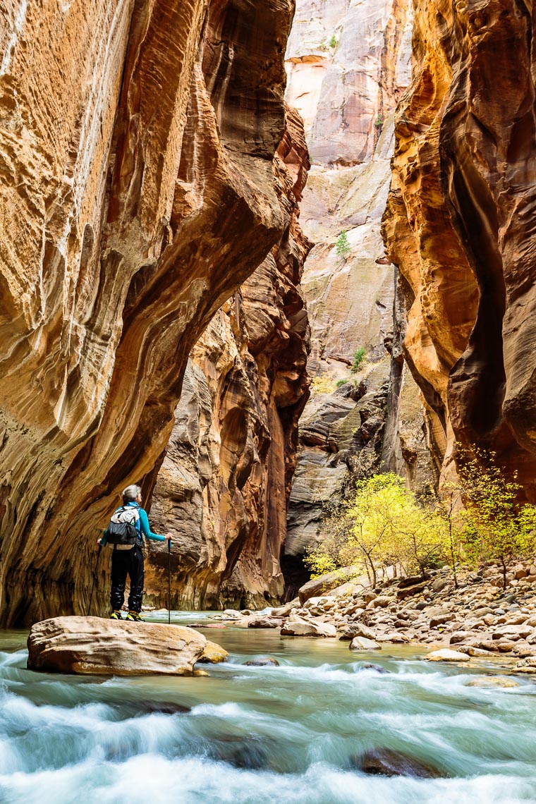 Hiker in Narrows Zion National Park | Michael DeYoung